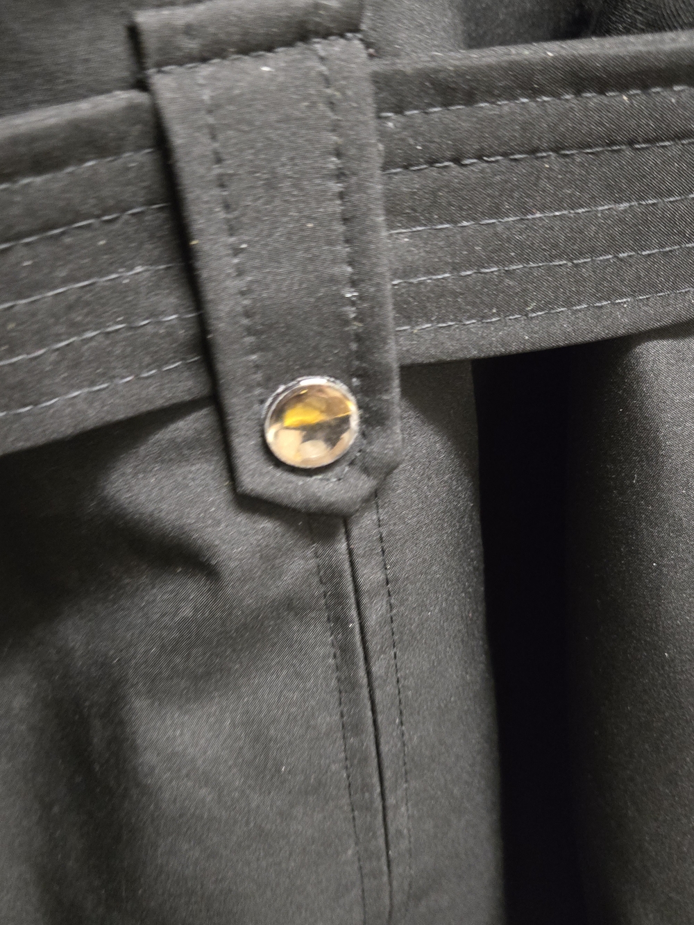 Sebby Collectuon Black Double-Breasted Trench Coat with Gunmetal Buttons - Picture 3 of 6